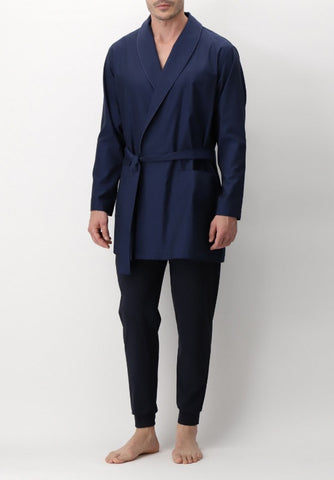 Giacca Da Camera in Tela di Cotone Blu